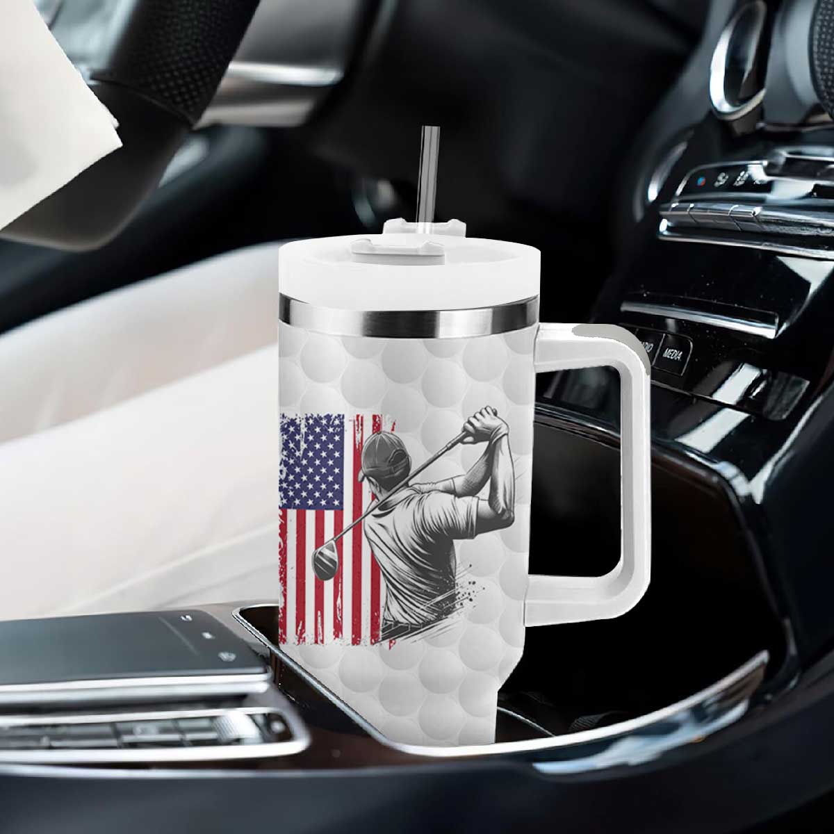 Dad Golf Tumbler With Handle Best Dad By Par Golfing Golfer American Flag Fathers Day TB10 Print Your Wear