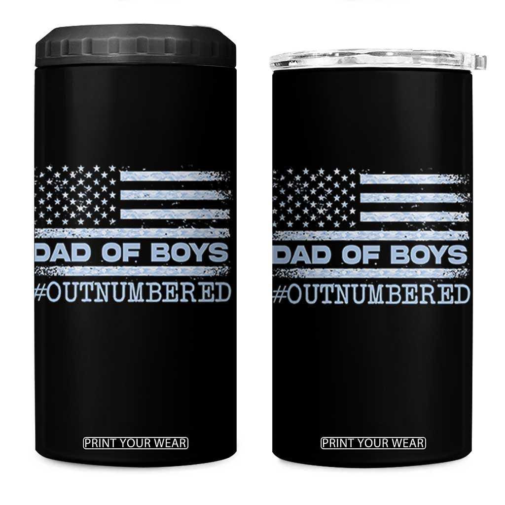 Dad Of Boys Outnumbered 4 in 1 Can Cooler Tumbler Boy Dad Father's Day Daddy Son Camo American Flag TS10 One Size: 16 oz Black Print Your Wear