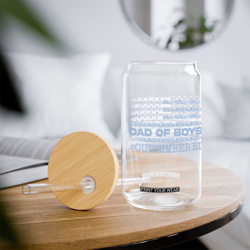 Dad Of Boys Outnumbered Glass Can Boy Dad Father's Day Daddy Son Camo American Flag TS10 Print Your Wear