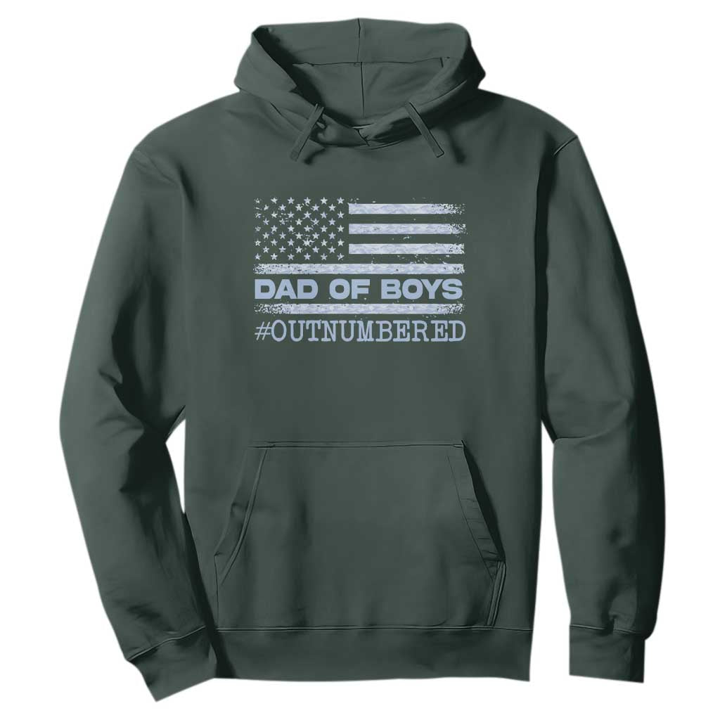 Dad Of Boys Outnumbered Hoodie Daddy Of Newborn Baby Boy First Fathers Day Camo American Flag TS10 Dark Forest Green Print Your Wear