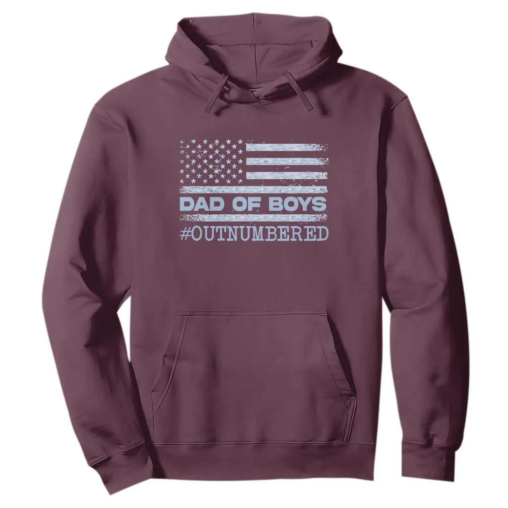 Dad Of Boys Outnumbered Hoodie Daddy Of Newborn Baby Boy First Fathers Day Camo American Flag TS10 Maroon Print Your Wear