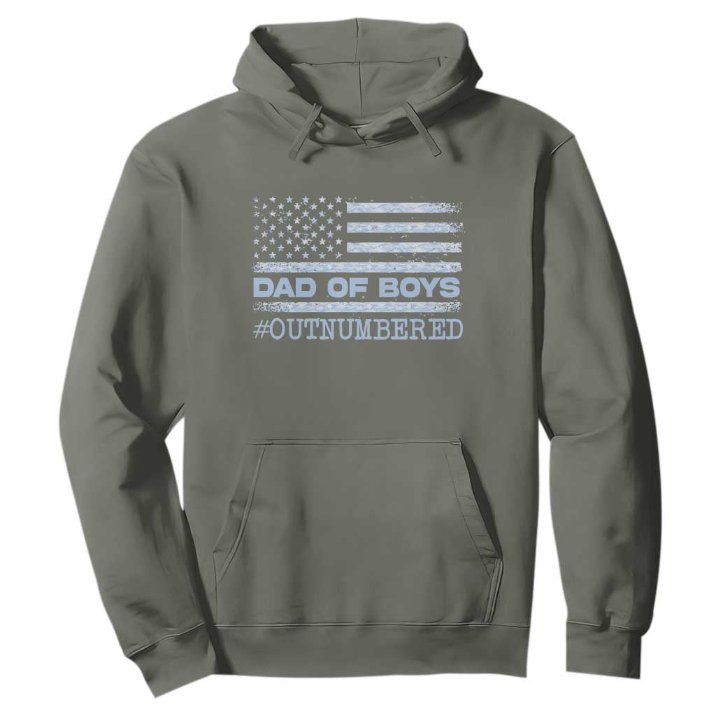 Dad Of Boys Outnumbered Hoodie Daddy Of Newborn Baby Boy First Fathers Day Camo American Flag TS10 Military Green Print Your Wear