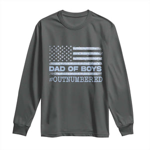 Dad Of Boys Outnumbered Long Sleeve Shirt Daddy Of Newborn Baby Boy First Fathers Day Camo American Flag TS10 Dark Heather Print Your Wear