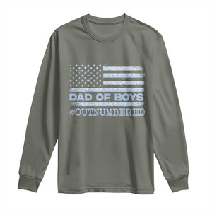 Dad Of Boys Outnumbered Long Sleeve Shirt Daddy Of Newborn Baby Boy First Fathers Day Camo American Flag TS10 Military Green Print Your Wear