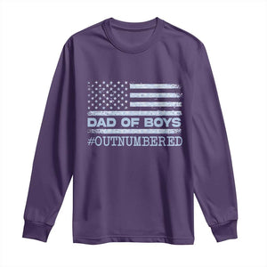 Dad Of Boys Outnumbered Long Sleeve Shirt Daddy Of Newborn Baby Boy First Fathers Day Camo American Flag TS10 Purple Print Your Wear