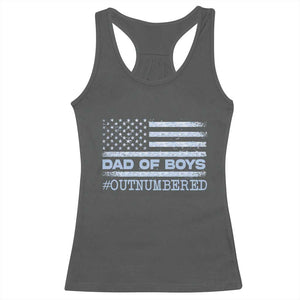 Dad Of Boys Outnumbered Racerback Tank Top Boy Dad Father's Day Daddy Son Camo American Flag TS10 Dark Heather Print Your Wear