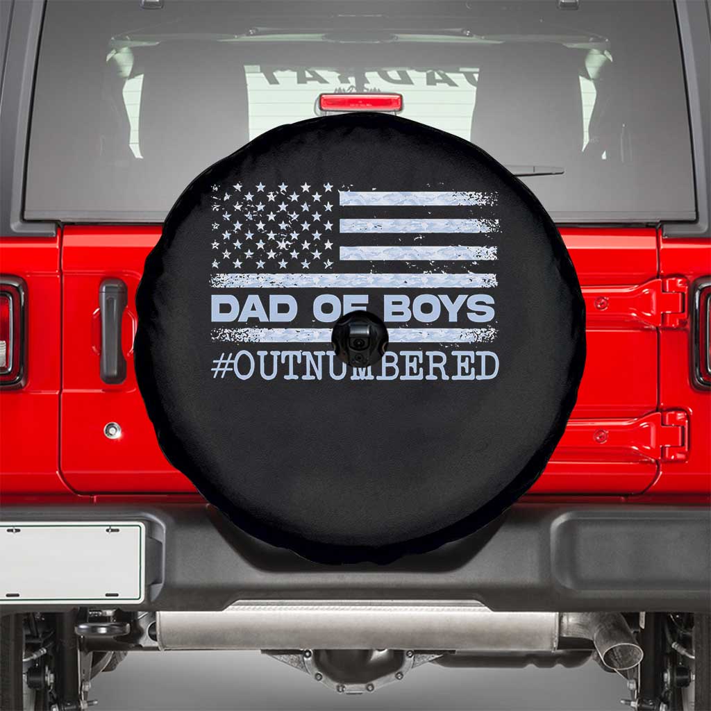 Dad Of Boys Outnumbered Spare Tire Cover Daddy Of Newborn Baby Boy First Fathers Day Camo American Flag TS10 Black Print Your Wear