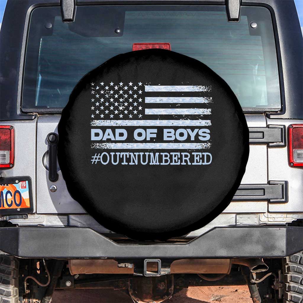 Dad Of Boys Outnumbered Spare Tire Cover Daddy Of Newborn Baby Boy First Fathers Day Camo American Flag TS10 No hole Black Print Your Wear