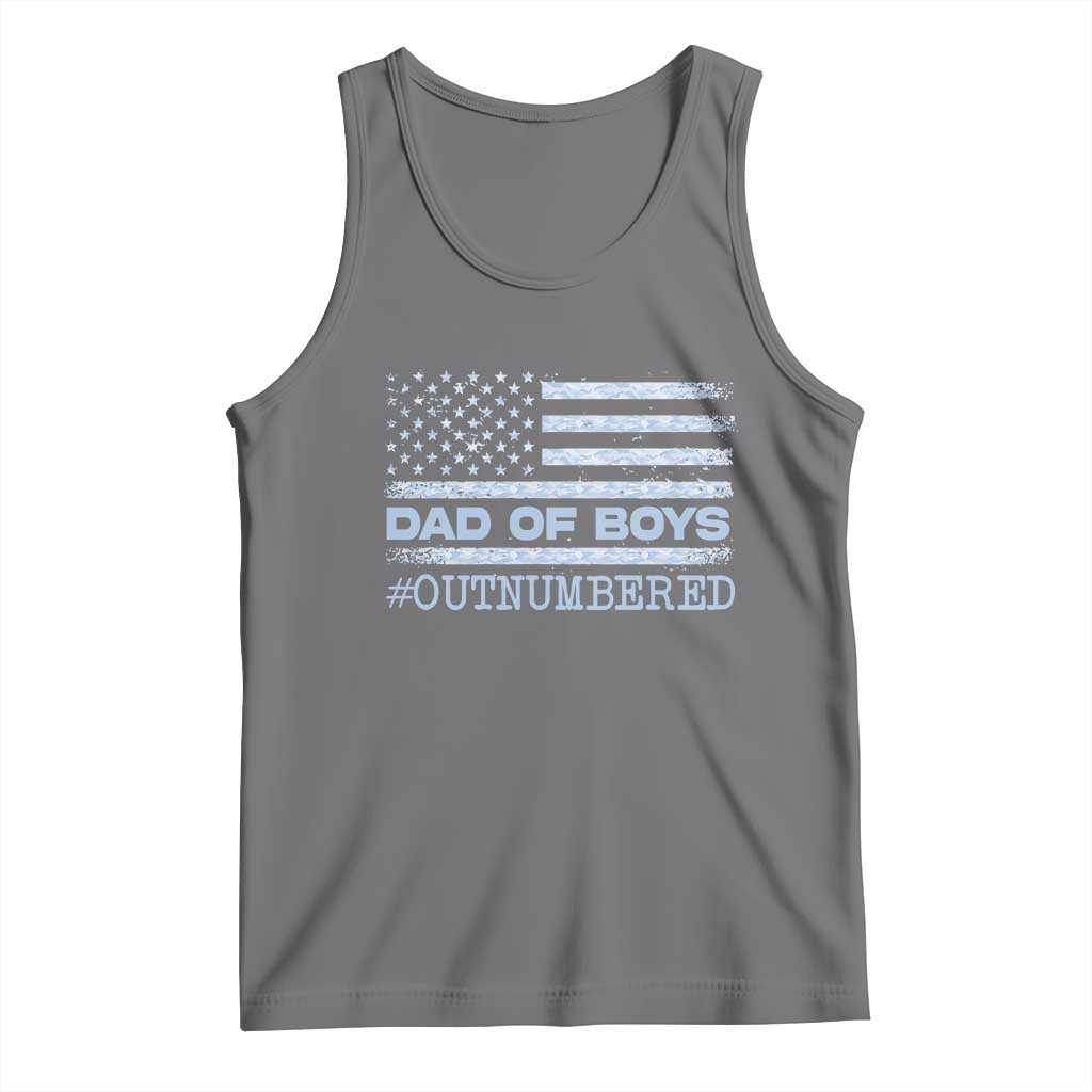 Dad Of Boys Outnumbered Tank Top Daddy Of Newborn Baby Boy First Fathers Day Camo American Flag TS10 Black Heather Print Your Wear
