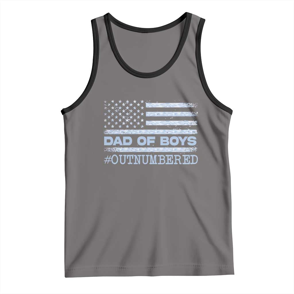 Dad Of Boys Outnumbered Tank Top Daddy Of Newborn Baby Boy First Fathers Day Camo American Flag TS10 Deep Heather Black Print Your Wear