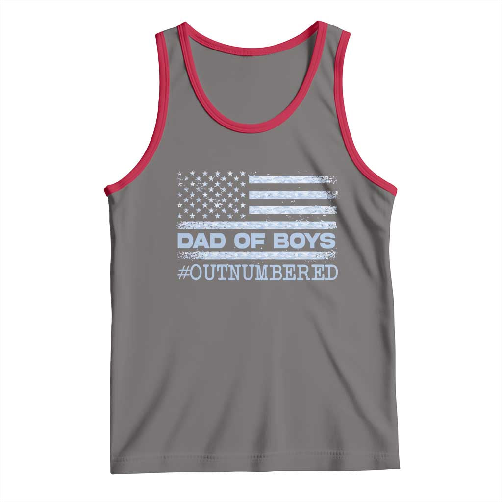 Dad Of Boys Outnumbered Tank Top Daddy Of Newborn Baby Boy First Fathers Day Camo American Flag TS10 Deep Heather Red Print Your Wear