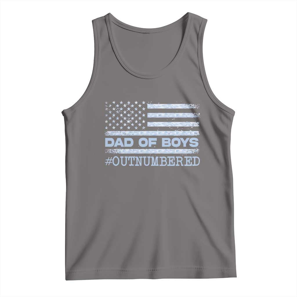 Dad Of Boys Outnumbered Tank Top Daddy Of Newborn Baby Boy First Fathers Day Camo American Flag TS10 Deep Heather Print Your Wear