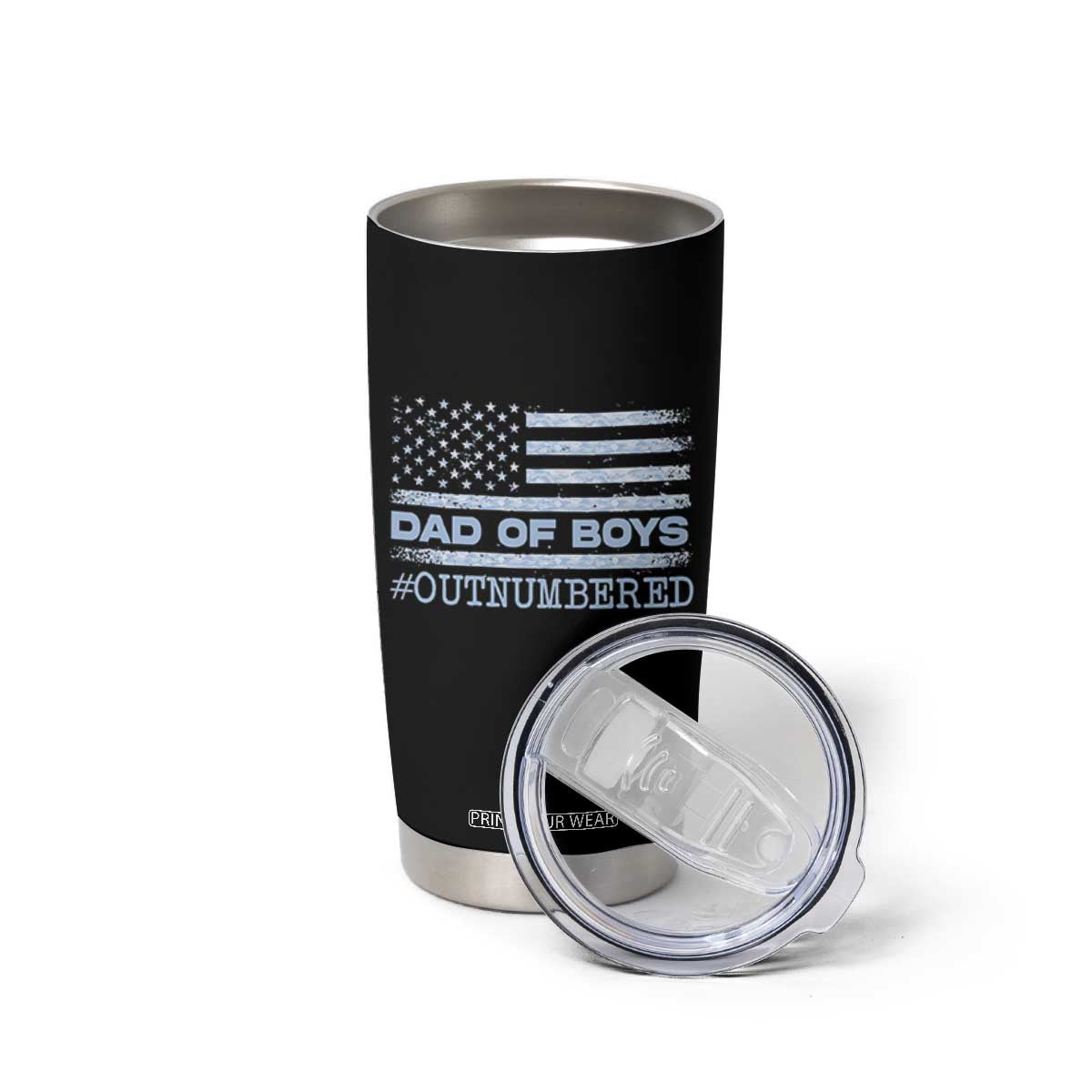 Dad Of Boys Outnumbered Tumbler Cup Boy Dad Father's Day Daddy Son Camo American Flag TS10 Print Your Wear