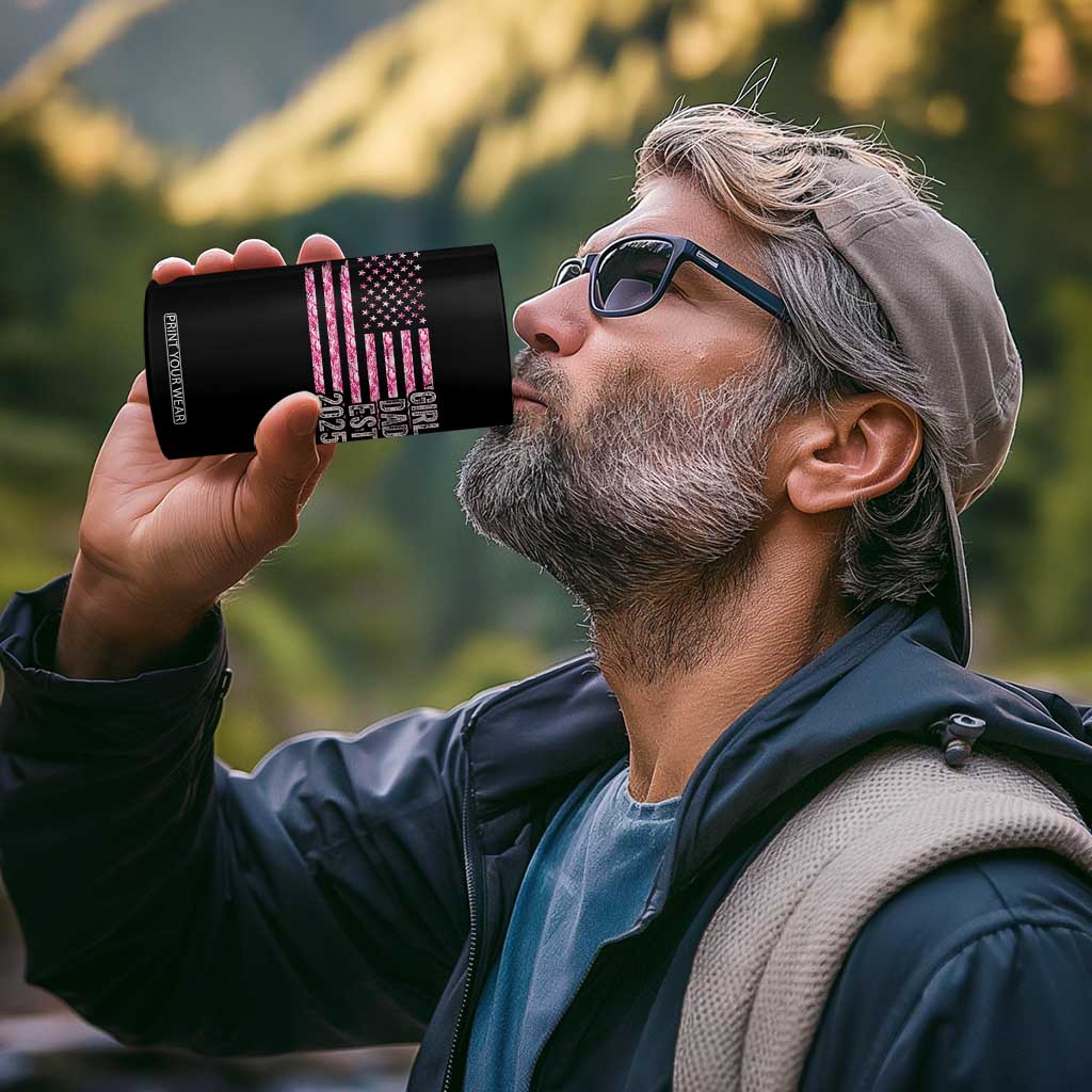 Dad Of Girl Est. 2025 4 in 1 Can Cooler Tumbler Father Girl To Be 2025 Daddy Camouflage Camo Flag TS10 Print Your Wear