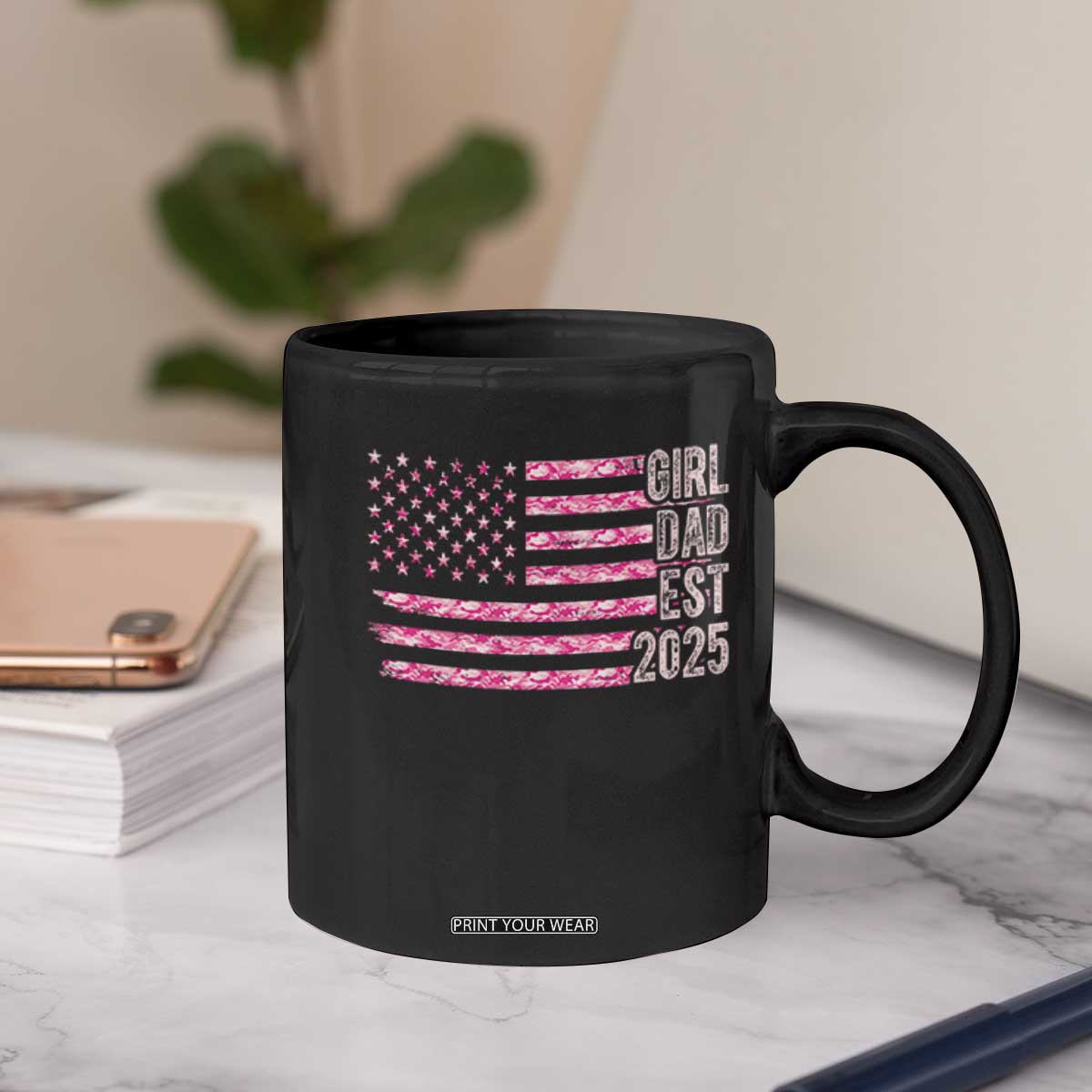 Dad Of Girl Est. 2025 Coffee Mug Father Girl To Be 2025 Daddy Camouflage Camo Flag TS10 Print Your Wear