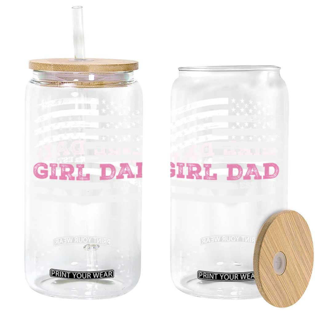 Dad Of Girl Est. 2025 Glass Can Father Girl To Be 2025 Daddy Fathers Day USA Flag TS10 Black Print Your Wear