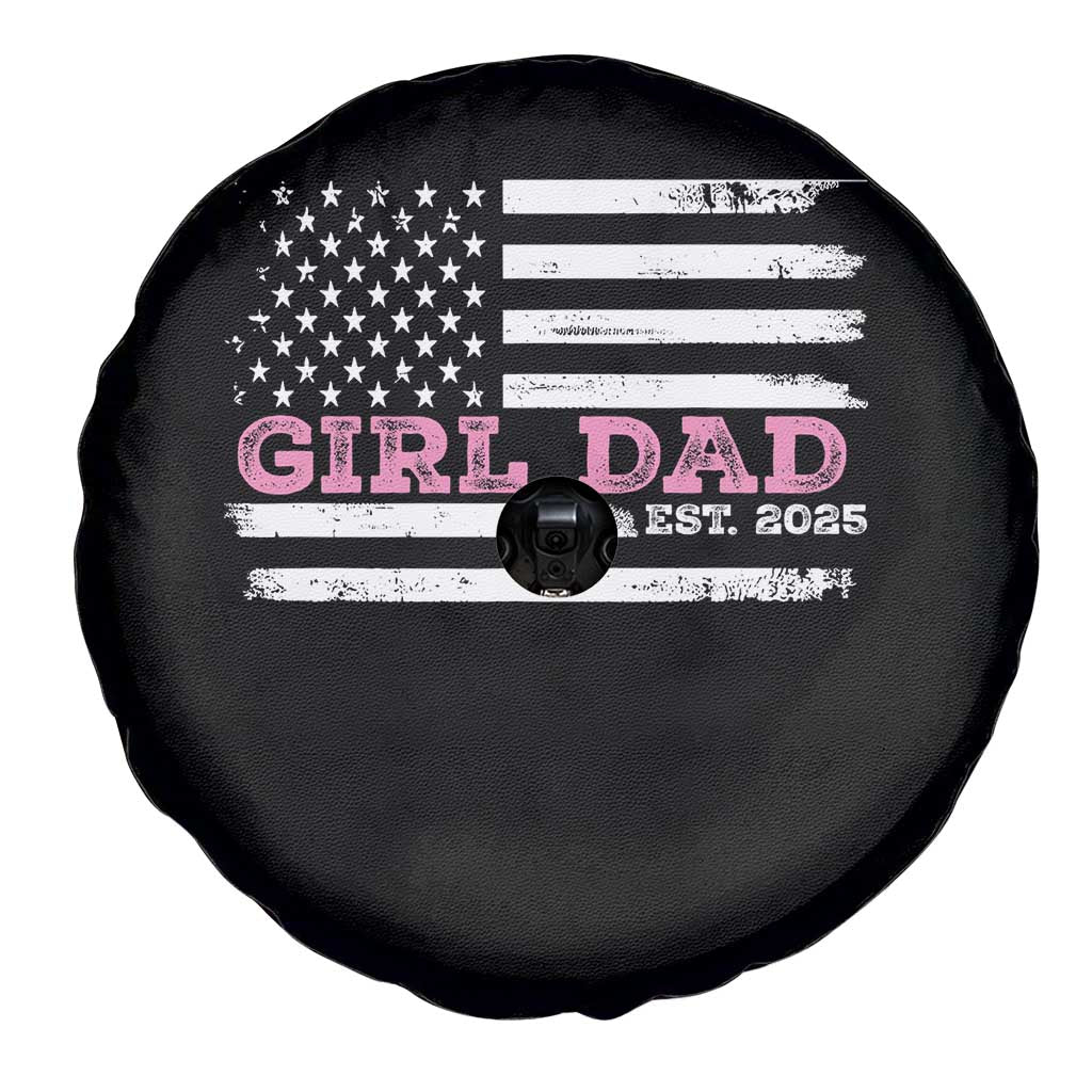 Dad Of Girl Est. 2025 Spare Tire Cover Father Girl To Be 2025 Daddy Fathers Day USA Flag TS10 Print Your Wear
