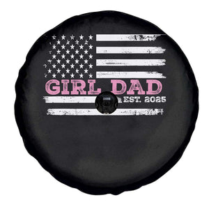 Dad Of Girl Est. 2025 Spare Tire Cover Father Girl To Be 2025 Daddy Fathers Day USA Flag TS10 Print Your Wear