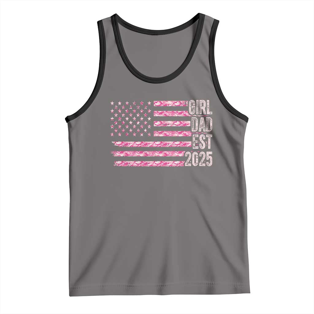 Dad Of Girl Est. 2025 Tank Top Father Girl To Be 2025 Daddy Camouflage Camo Flag TS10 Deep Heather Black Print Your Wear