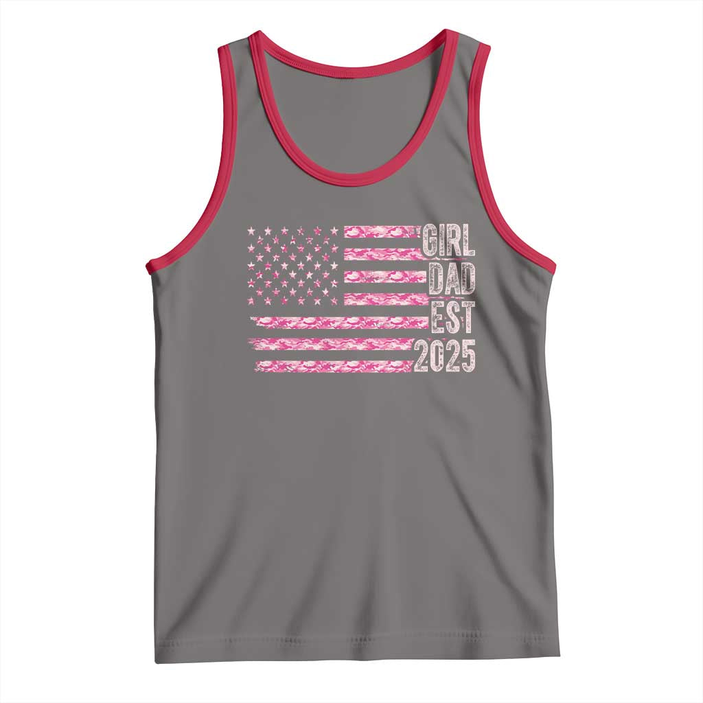 Dad Of Girl Est. 2025 Tank Top Father Girl To Be 2025 Daddy Camouflage Camo Flag TS10 Deep Heather Red Print Your Wear