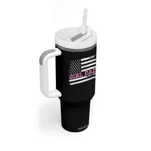 Dad Of Girl Est. 2025 Tumbler With Handle Father Girl To Be 2025 Daddy Fathers Day USA Flag TS10 Print Your Wear