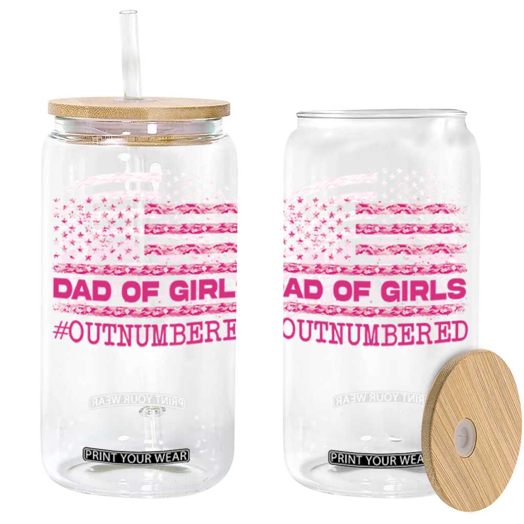 Dad Of Girls Glass Can Funny Girl Dads Pink Camo American Flag TS10 Black Print Your Wear