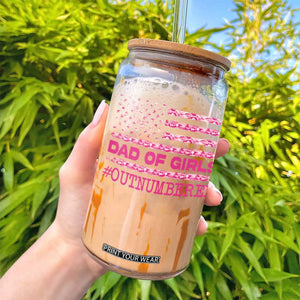 Dad Of Girls Glass Can Funny Girl Dads Pink Camo American Flag TS10 Print Your Wear