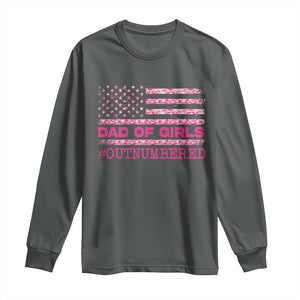 Dad Of Girls Long Sleeve Shirt Funny Girl Dads Pink Camo American Flag TS10 Dark Heather Print Your Wear
