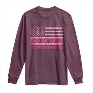 Dad Of Girls Long Sleeve Shirt Funny Girl Dads Pink Camo American Flag TS10 Maroon Print Your Wear