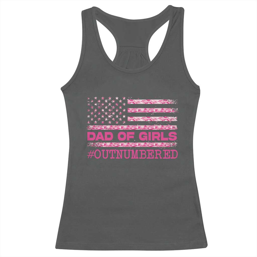 Dad Of Girls Racerback Tank Top Funny Girl Dads Pink Camo American Flag TS10 Dark Heather Print Your Wear