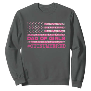 Dad Of Girls Sweatshirt Funny Girl Dads Pink Camo American Flag TS10 Dark Heather Print Your Wear