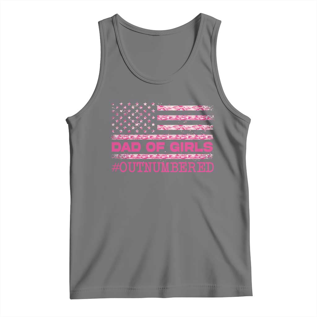 Dad Of Girls Tank Top Funny Girl Dads Pink Camo American Flag TS10 Black Heather Print Your Wear
