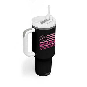 Dad Of Girls Tumbler With Handle Funny Girl Dads Pink Camo American Flag TS10 Print Your Wear