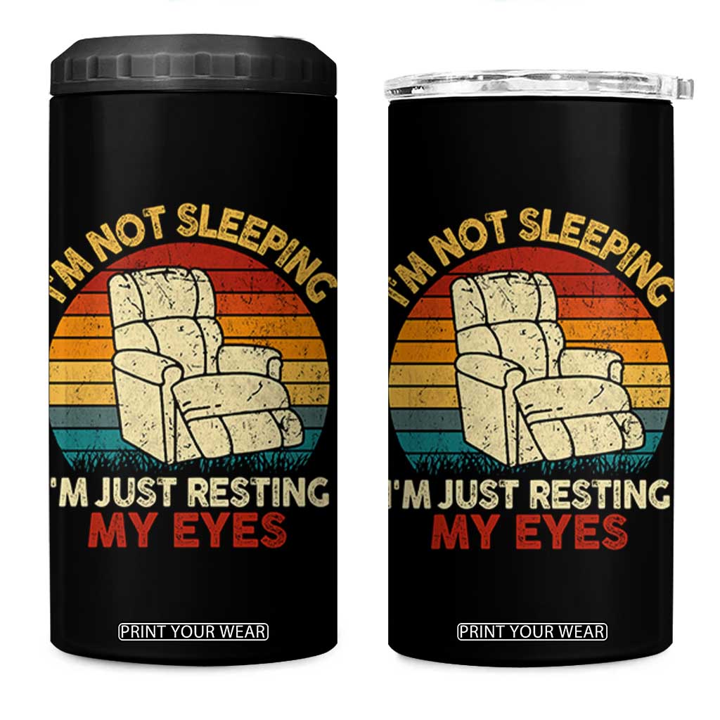 Dad Papa Grandpa Jokes 4 in 1 Can Cooler Tumbler I'm Not Sleeping I'm Just Resting My Eyes TS10 One Size: 16 oz Black Print Your Wear