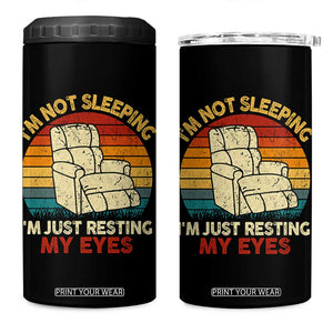 Dad Papa Grandpa Jokes 4 in 1 Can Cooler Tumbler I'm Not Sleeping I'm Just Resting My Eyes TS10 One Size: 16 oz Black Print Your Wear