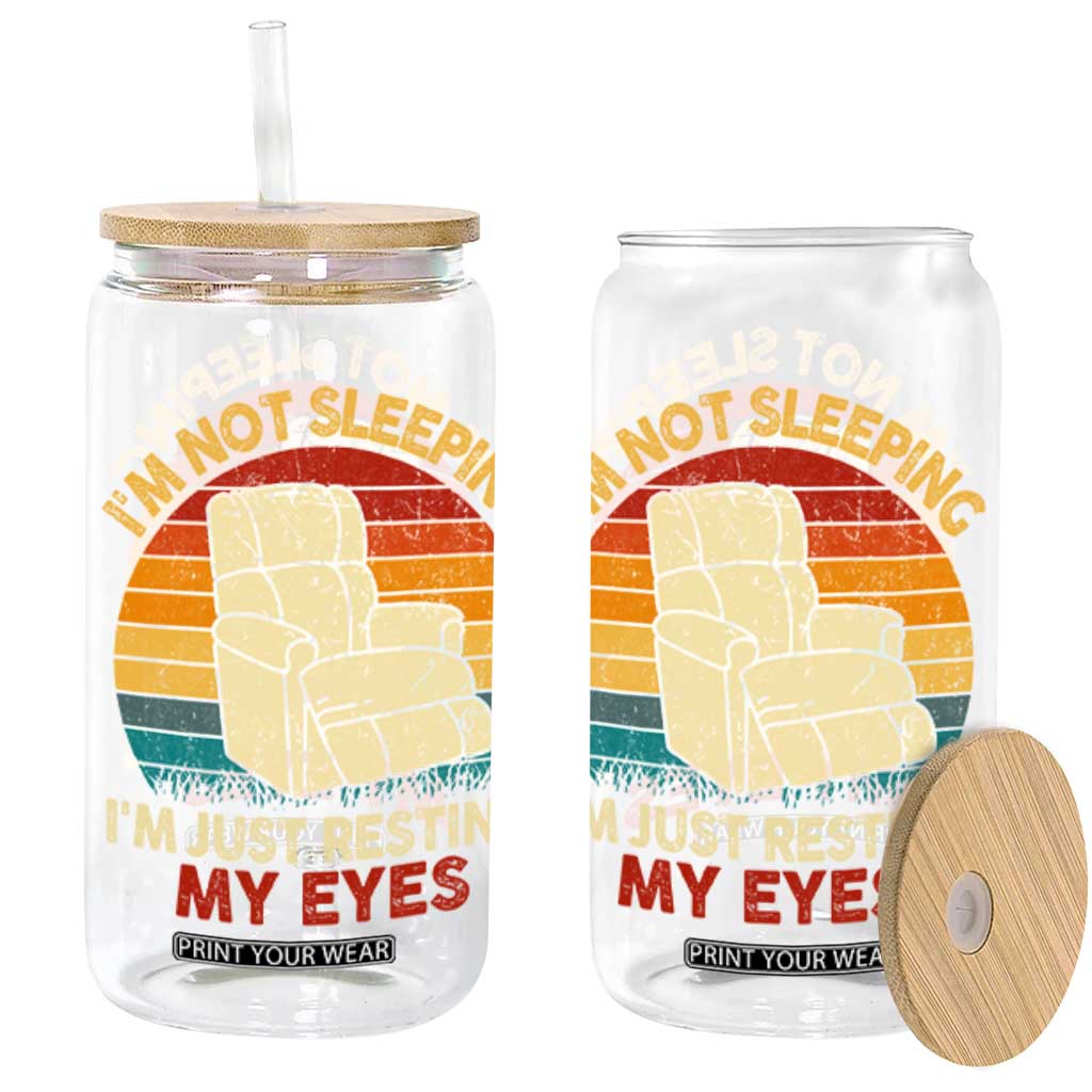 Dad Papa Grandpa Jokes Glass Can I'm Not Sleeping I'm Just Resting My Eyes TS10 Black Print Your Wear