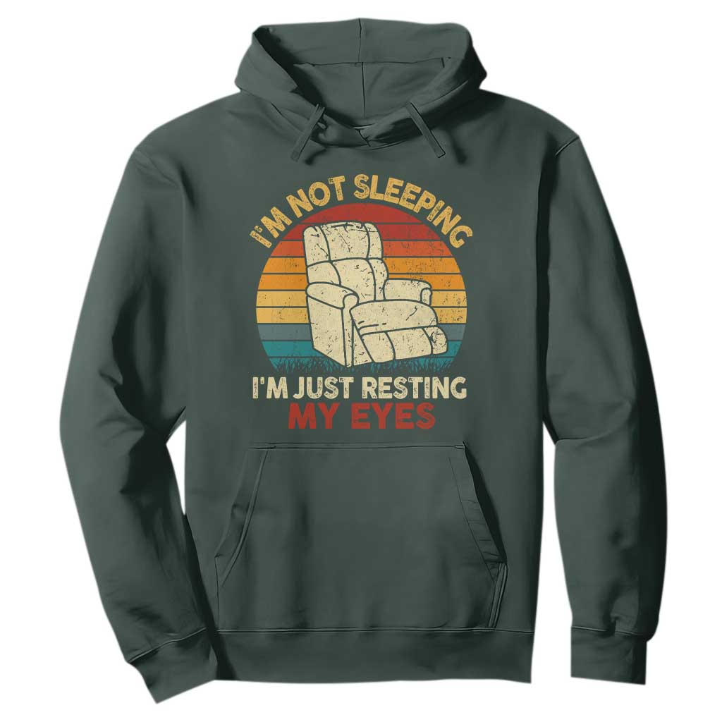 Dad Papa Grandpa Jokes Hoodie I'm Not Sleeping I'm Just Resting My Eyes TS10 Dark Forest Green Print Your Wear