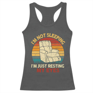 Dad Papa Grandpa Jokes Racerback Tank Top I'm Not Sleeping I'm Just Resting My Eyes TS10 Dark Heather Print Your Wear