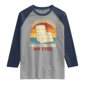 Dad Papa Grandpa Jokes Raglan Shirt I'm Not Sleeping I'm Just Resting My Eyes TS10 Sport Gray Navy Print Your Wear