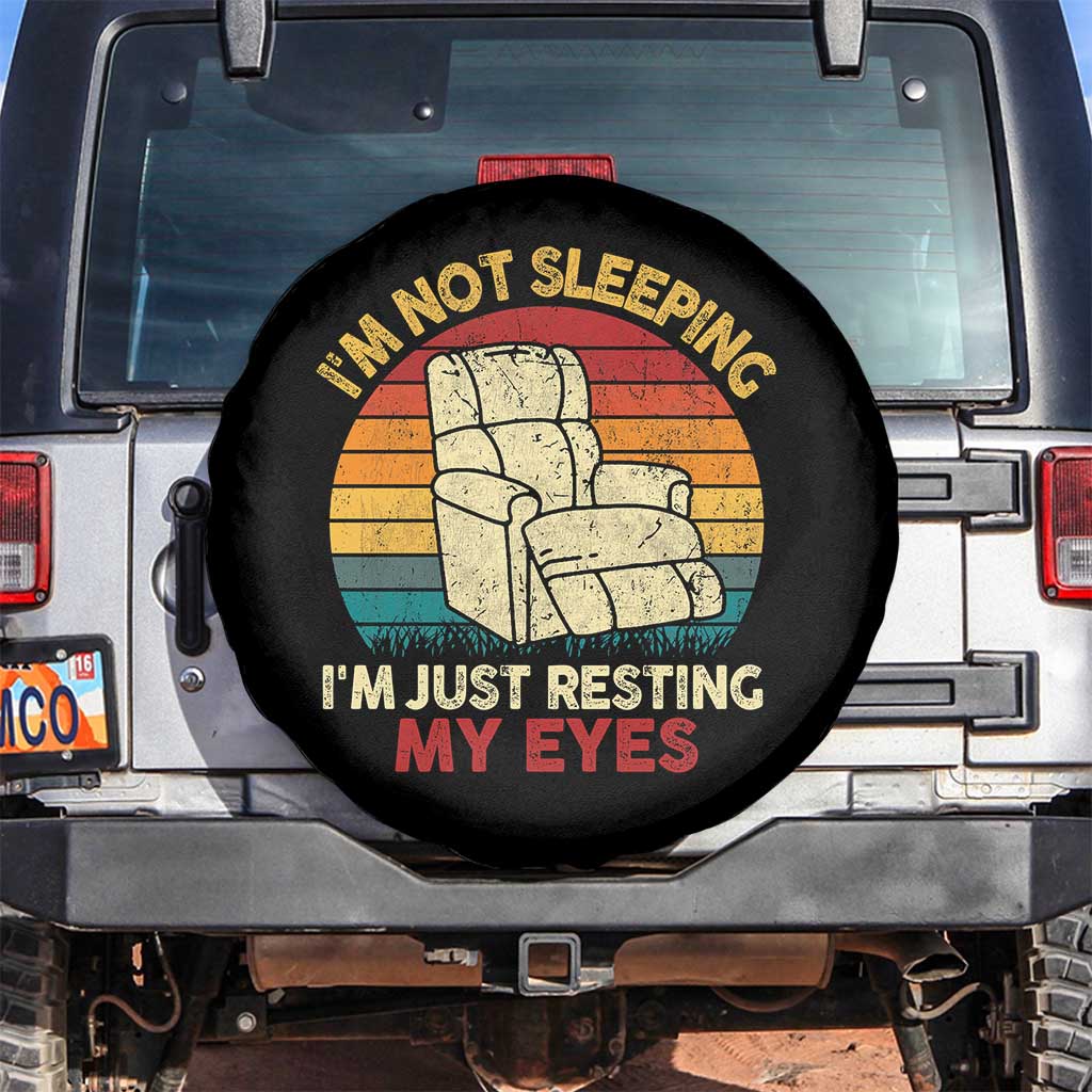 Dad Papa Grandpa Jokes Spare Tire Cover I'm Not Sleeping I'm Just Resting My Eyes TS10 No hole Black Print Your Wear