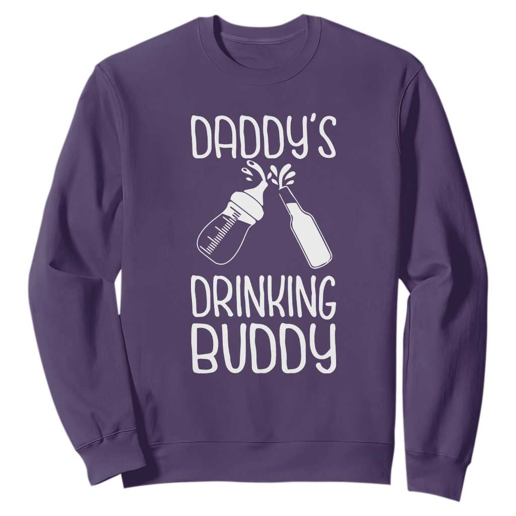 Daddy's Drinking Buddy Sweatshirt Funny Baby Shower Infants Outfit Newborn Gift TS10 Purple Print Your Wear