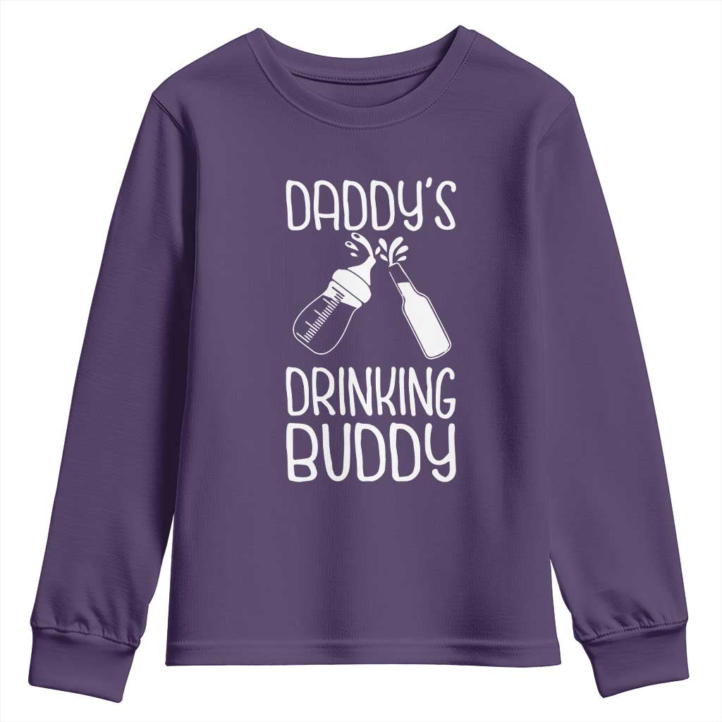 Daddy's Drinking Buddy Youth Sweatshirt Funny Baby Shower Infants Outfit Newborn Gift TS10 Purple Print Your Wear