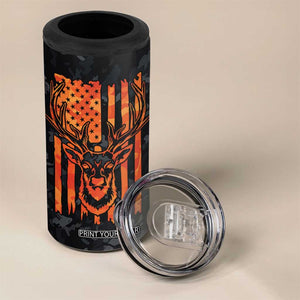 Deer Hunting 4 in 1 Can Cooler Tumbler I'd Rather Be In the Woods Camo American Flag TB10 Print Your Wear