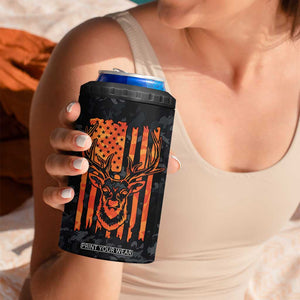 Deer Hunting 4 in 1 Can Cooler Tumbler I'd Rather Be In the Woods Camo American Flag TB10 Print Your Wear