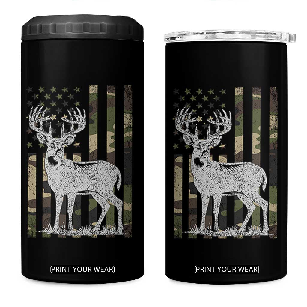 Deer Hunting American Camouflage Flag 4 in 1 Can Cooler Tumbler TS10 One Size: 16 oz Black Print Your Wear