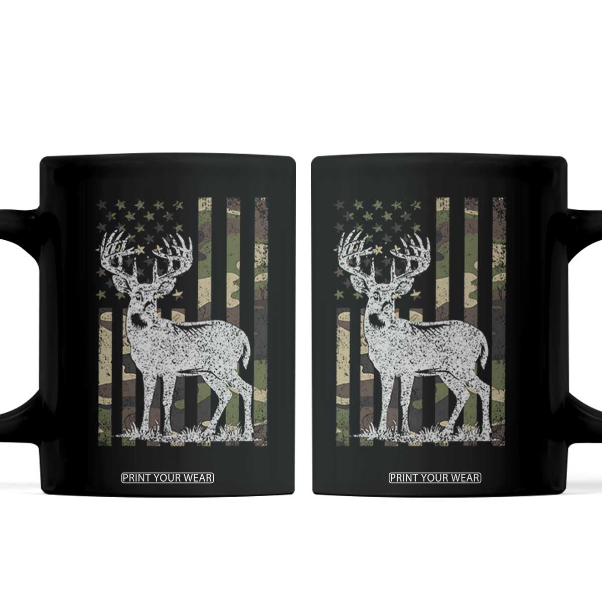 Deer Hunting American Camouflage Flag Coffee Mug TS10 Black Print Your Wear