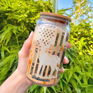 Deer Hunting American Camouflage Flag Glass Can TS10 Print Your Wear