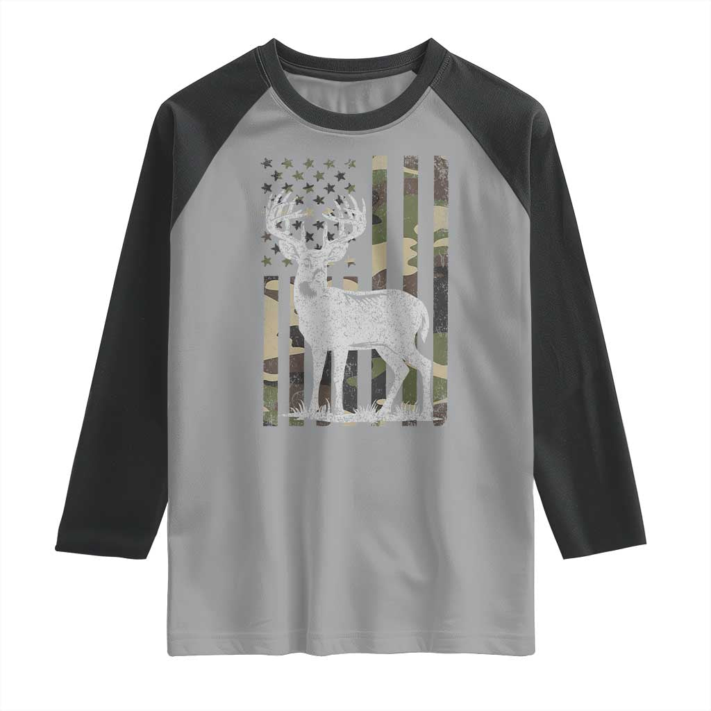 Deer Hunting American Camouflage Flag Raglan Shirt TS10 Sport Gray Black Print Your Wear