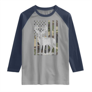 Deer Hunting American Camouflage Flag Raglan Shirt TS10 Sport Gray Navy Print Your Wear