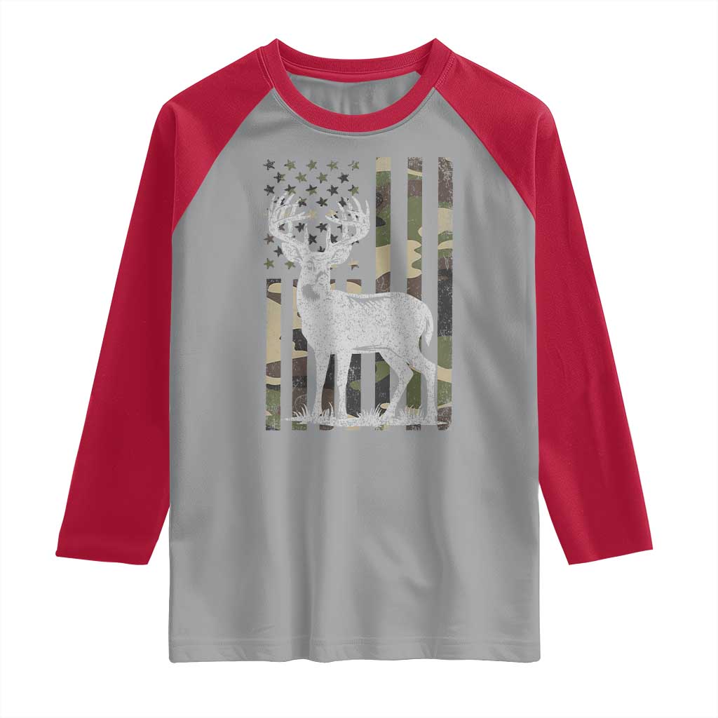 Deer Hunting American Camouflage Flag Raglan Shirt TS10 Sport Gray Red Print Your Wear